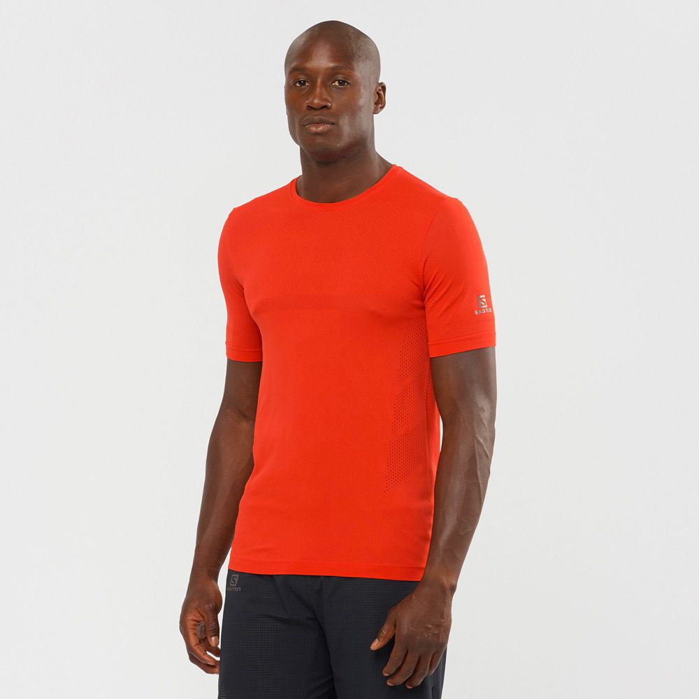 Salomon Israel SENSE SEAMLESS M - Mens T shirts - Orange (QKOM-47861)